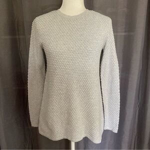 COS Gray Long Sleeve Crewneck Textured Knit A-Line Top